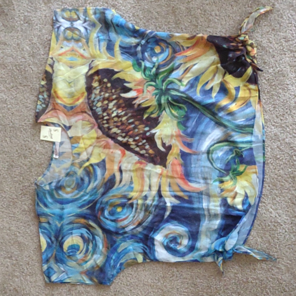 GORGEOUS Vincent Van Gogh Sterling Shell Blouse NWT OSFM